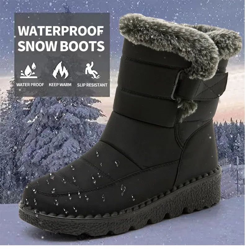 Women's Boots 2024 Trend Winter Shoes For Woman Winter Boots Ankle Low Heels Botas Mujer Waterproof Snow Boots With Fur Shoes - Evallys.com