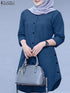 ZANZEA Women’s Abaya Blouse – Casual Islamic Long Sleeve Tops 2024 - Evallys.com