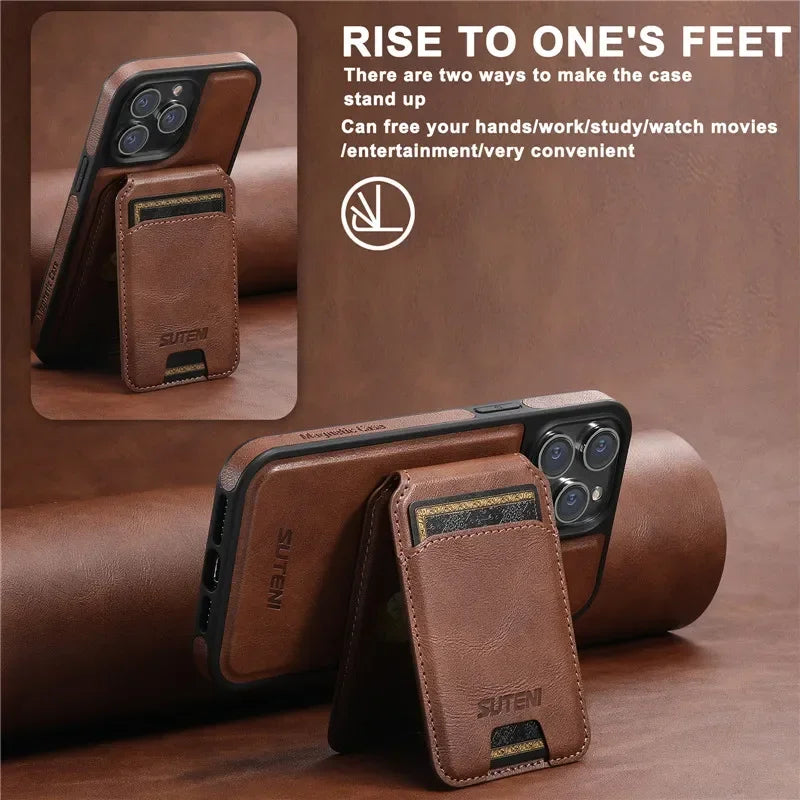 2 in 1 detachable With Magsafe Wireless Charging Wallet Leather Phone Case For iPhone 16 15 Pro Max 14 13 12Pro Magnetic Cover - Evallys.com
