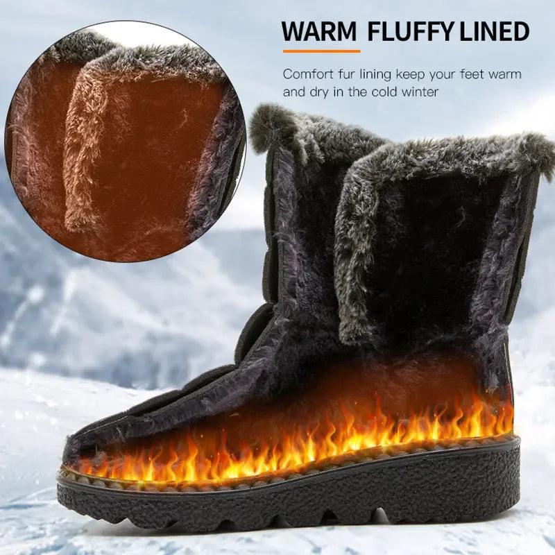 Women's Boots 2024 Trend Winter Shoes For Woman Winter Boots Ankle Low Heels Botas Mujer Waterproof Snow Boots With Fur Shoes - Evallys.com