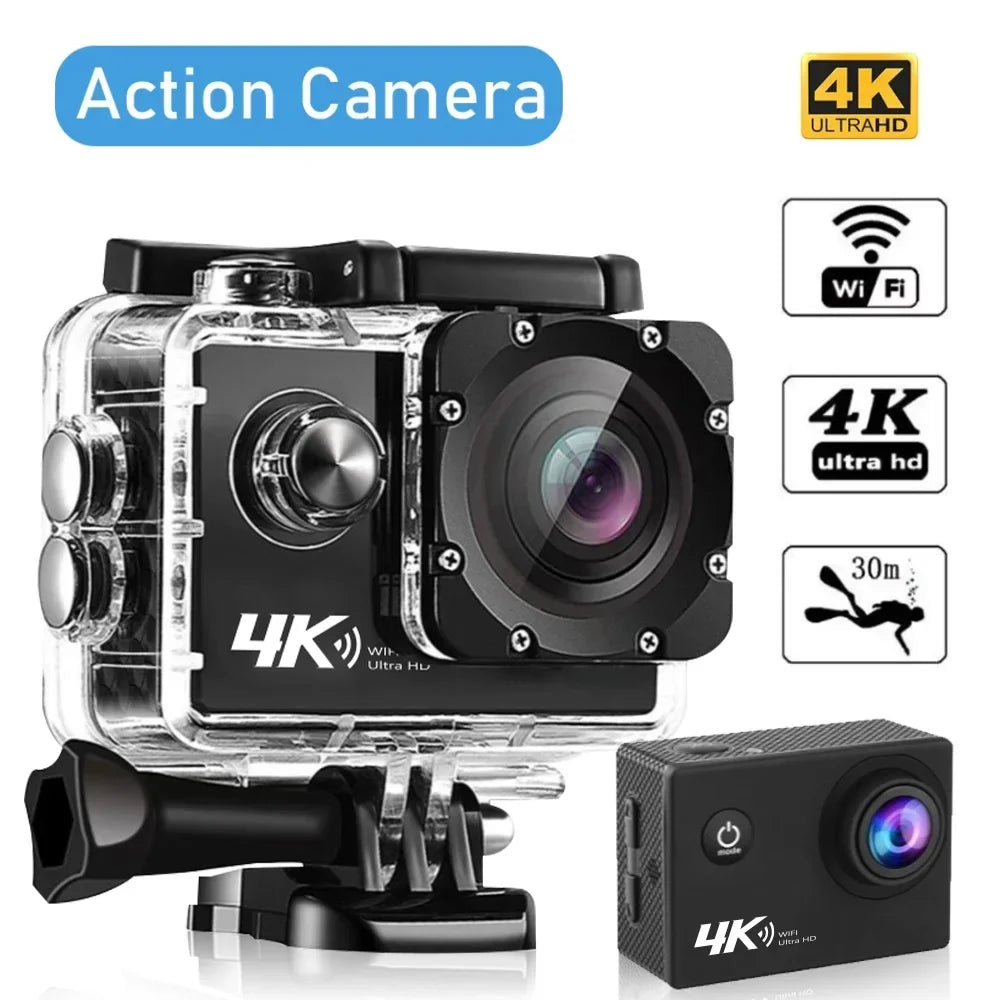 4K Action Camera A1 Ultra HD WiFi 12MP 2" LCD 30M Waterproof 170D Remote Control Helmet Bicycle Video Camera Outdoor Sport Cam - Evallys.com