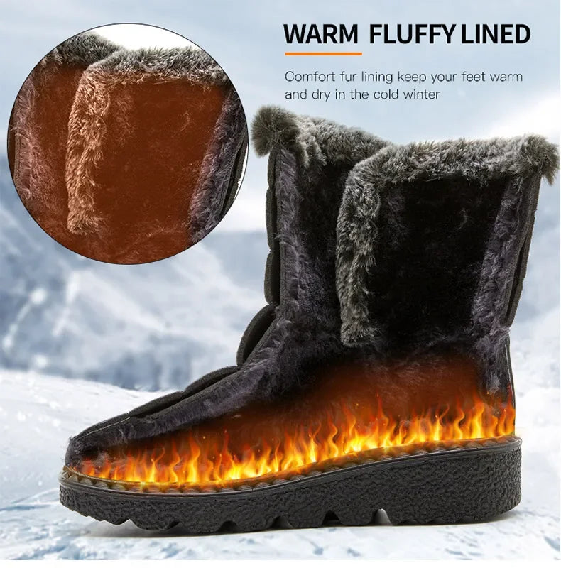 Women's Boots 2024 Trend Winter Shoes For Woman Winter Boots Ankle Low Heels Botas Mujer Waterproof Snow Boots With Fur Shoes - Evallys.com