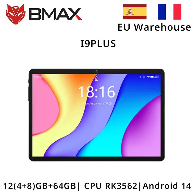 BMAX Android 14 MaxPad I9 PLUS 10.1 inch 1280*800 IPS HD Touchscreen 12GB(4GB RAM+8GB Expansion) 64GB ROM Rockchip RK3562 Tablet - Evallys.com