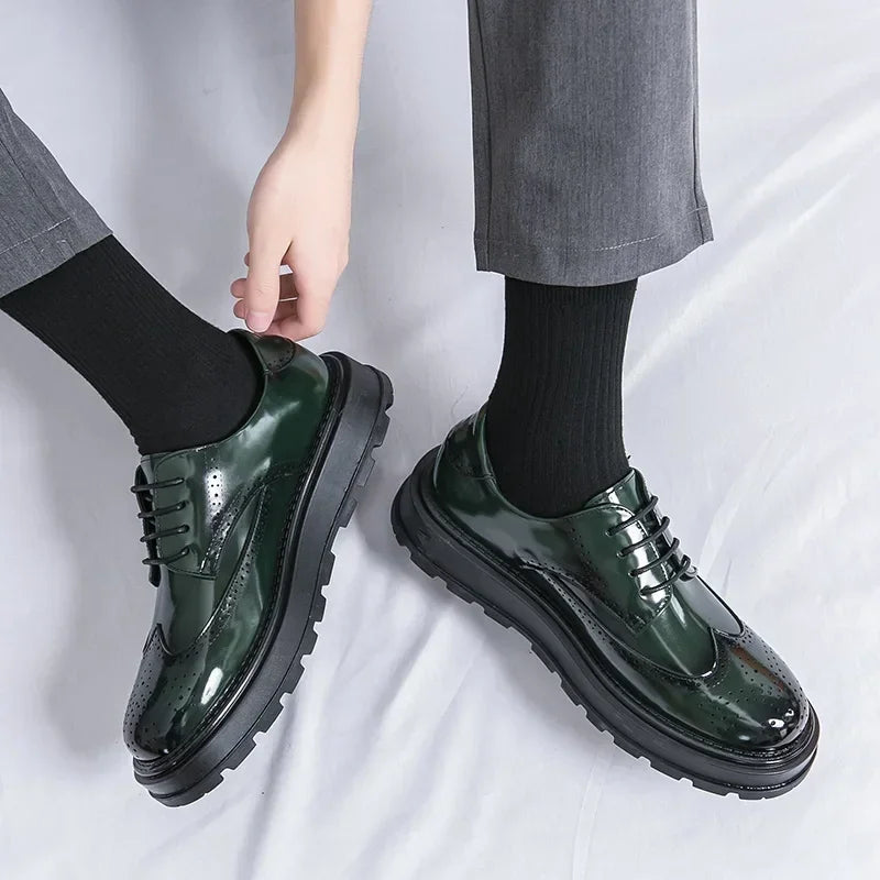 Green Patent Leather Oxford Shoes – Men’s Formal Business Dress Shoes - Evallys.com