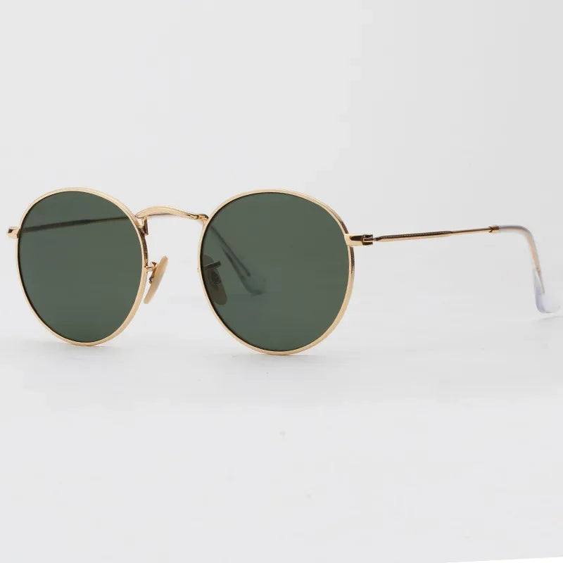 Fashion Sunglasses Men Women Eyeglasses Goggles Eyewear Shades Top Quality Round Metal Glass Lenses UV400 Sun Glasses - Evallys.com