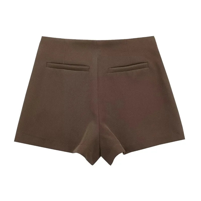 TRAF Asymmetrical Skort – High Waist Black Mini Skirt Shorts - Evallys.com