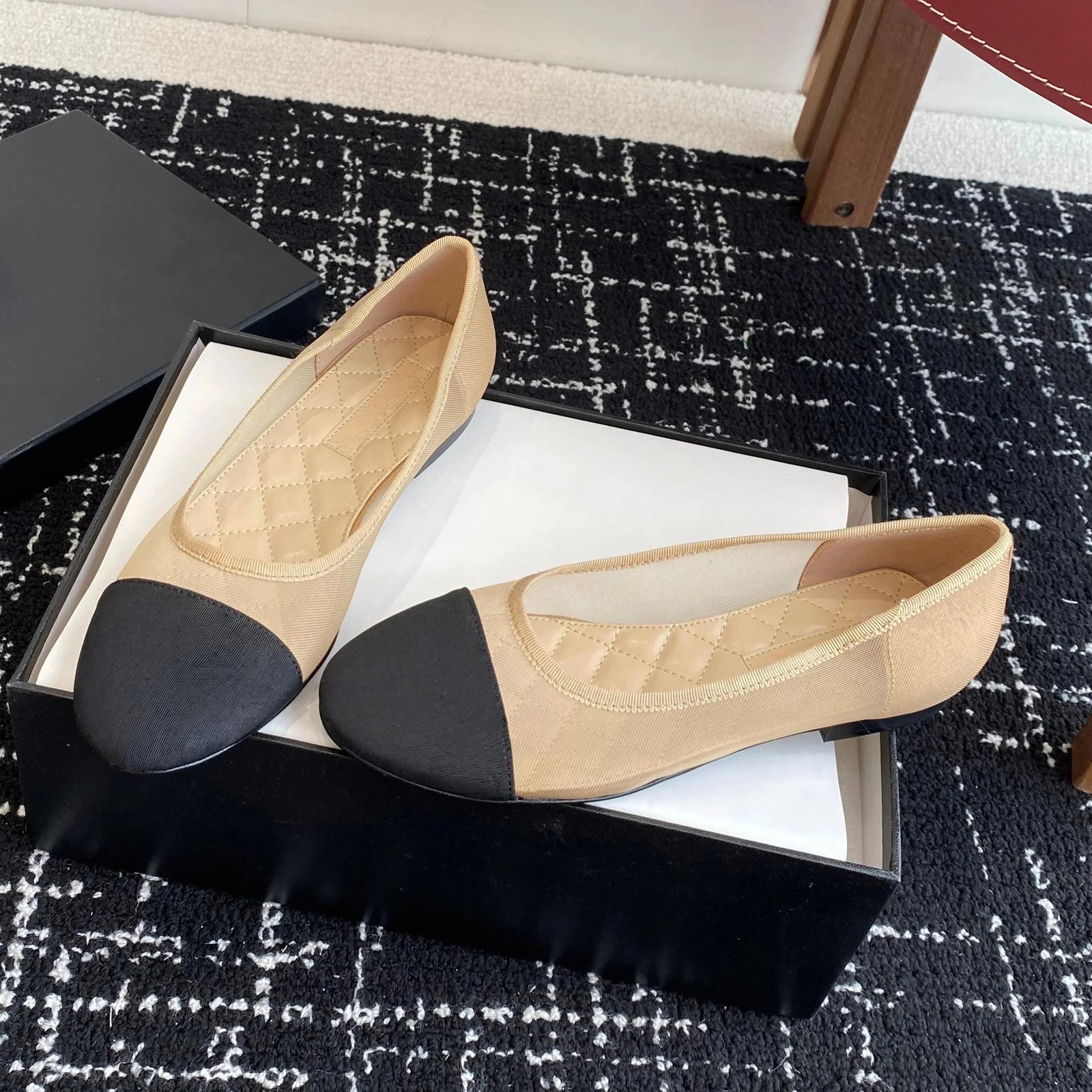 Women’s Mesh Patchwork Mary Janes – Pointed Toe Ballet Dance Flats - Evallys.com
