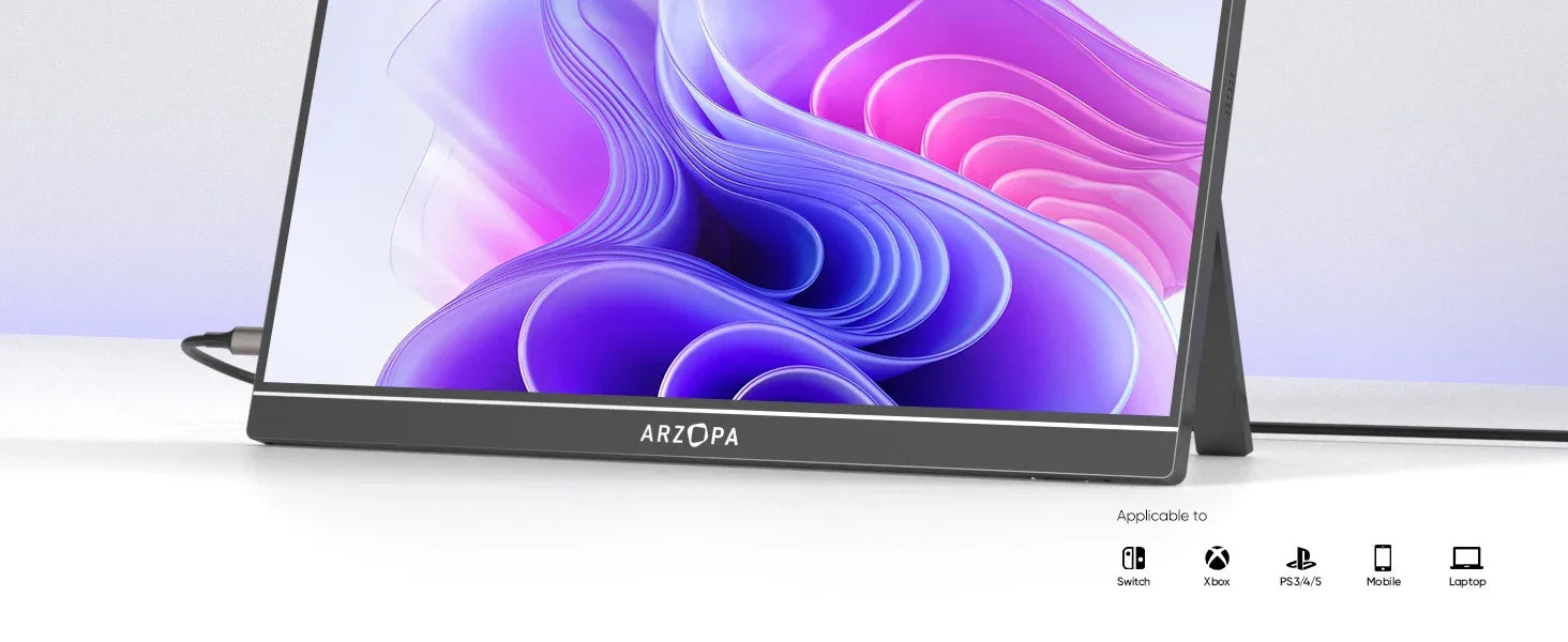 ARZOPA Portable Monitor 17.3'' 1080P HDR IPS Kickstand Speakers for PC Mac Phone Xbox Switch PS HDMI USB External Laptop Screen - Evallys.com