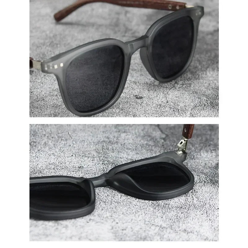 Sunglasses for Men Women's Trendy Retro Wood Grain Polarized UV Protection Eyewear Cycling Outdoor Street Photography - Evallys.com