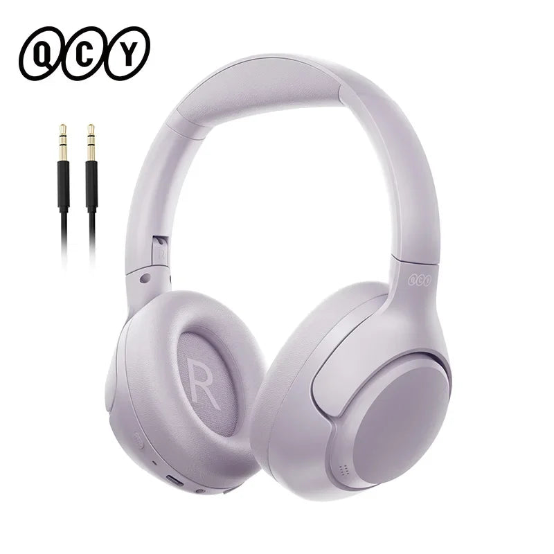 QCY H3 ANC Wireless Headphones Bluetooth 5.4 Hi-Res Audio Over Ear Headset 43dB Hybrid Active Noise Cancellation Earphones 60H - Evallys.com