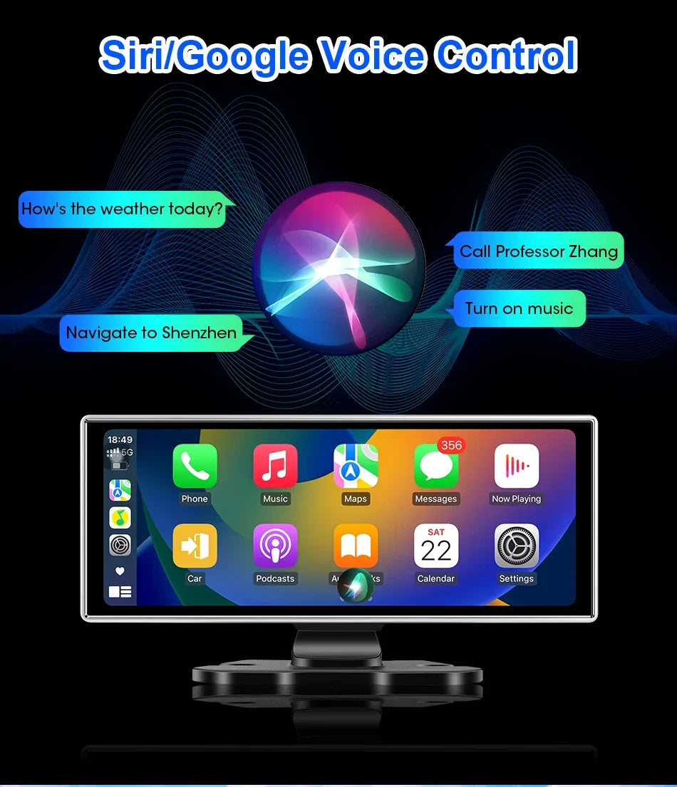 11.26 inch Car DVR 4K Dash Cam Dual Lens Wireless Carplay & Android Auto Video Recorder Monitor GPS Navigation 5G Wifi FM AUX - Evallys.com
