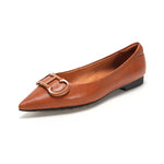 Women’s Retro Pointed Toe Flats – Classic PU Leather Office Shoes - Evallys.com