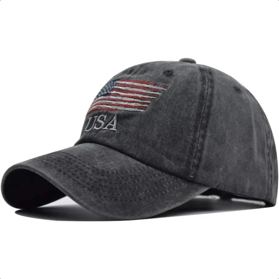 Retro American Flag Baseball Cap – Adjustable Unisex Trucker Hat - Evallys.com
