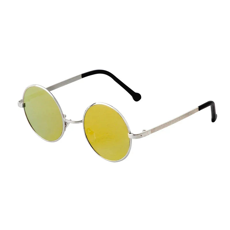 Steampunk Small Round Sunglasses Men 2022 Brand Vintage Metal Mirror Film Women Sun Glasses Cool Circle Shade Eyewear Male UV400 - Evallys.com