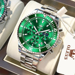 OLEVS Men's Watches Top Brand Luxury Watch for Men Original Waterproof Stainless Steel Chronograph Moon Phase Date Rota Dial - Evallys.com