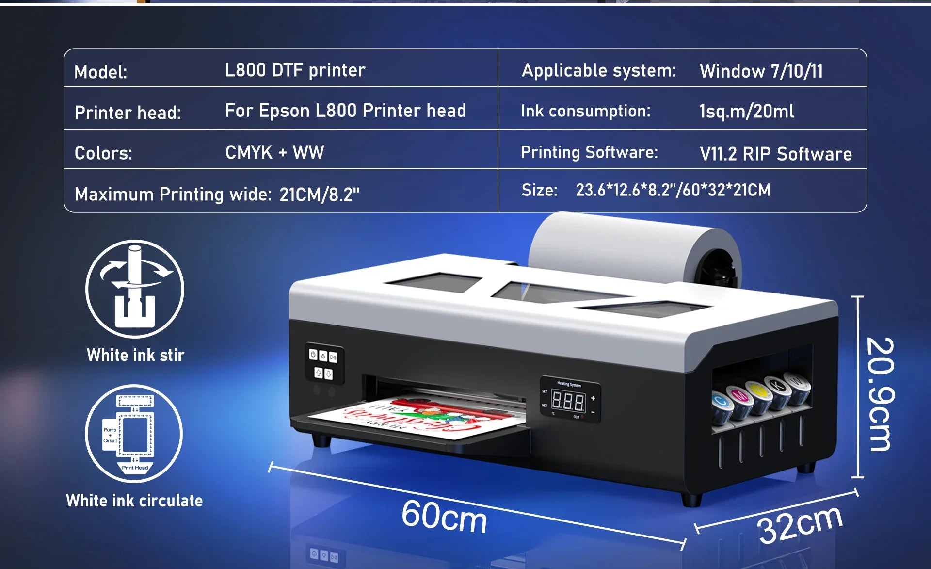 Colorsun DTF Printer Impressora A4/A3 Direct to Film T-Shirt Printing Machine Digital Inkjet DTF Printers For T-Shirt Hoodies - Evallys.com