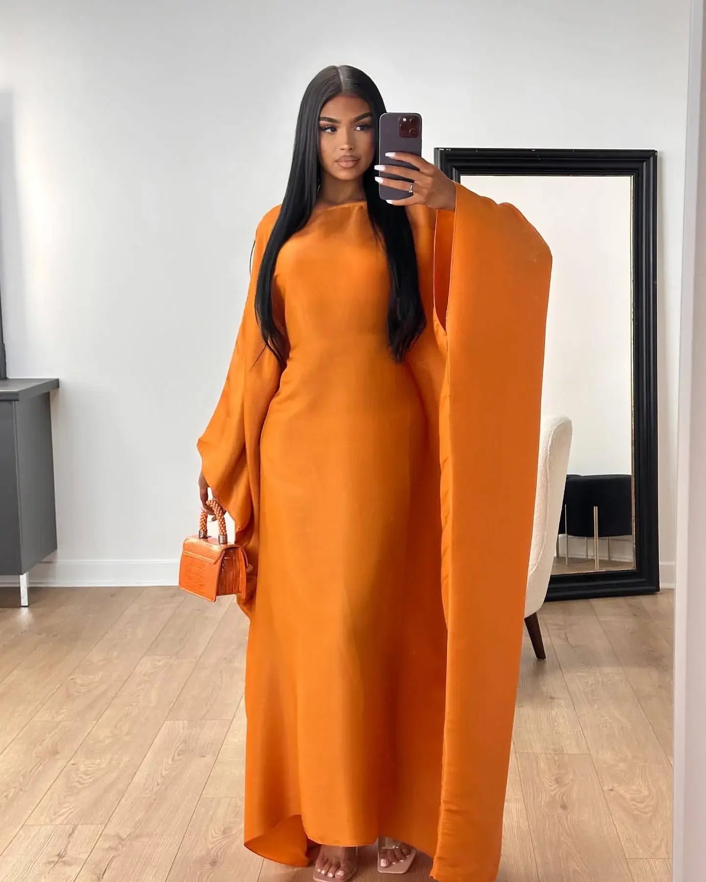 Eid Ramadan Batwing Butterfly Satin Abaya Dubai Luxury Muslim Kaftan Maxi Dress Women Kebaya Robe Caftan Marocain Femme Vestidos - Evallys.com