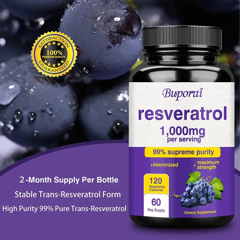 Resveratrol Supplement – Anti-Aging, Heart & Joint Support Capsules