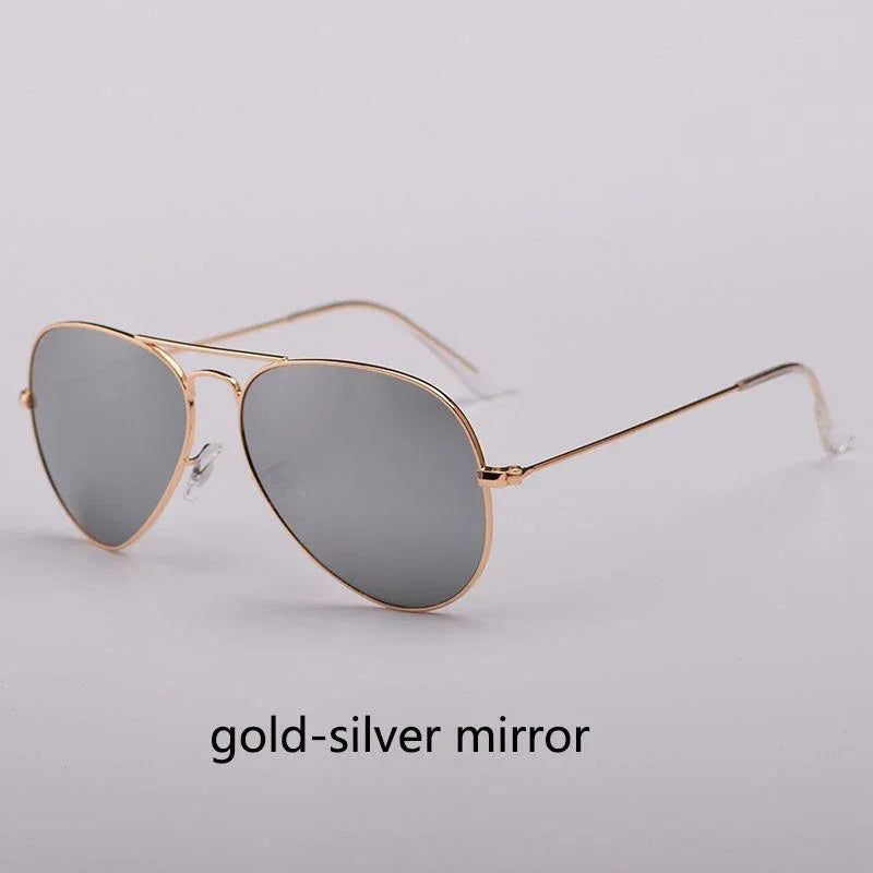 Top Quality Real Glass Lenses Men Women Sunglasses Brand Fashion Pilot Metal Frame Classic Style Outdoor UV400 Sun Glasses - Evallys.com