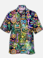 2024 Fashion Men's Hawaiian shirts Mexican Style Colorful Graffiti Art Poster Prints Short Sleeve Shirt Hawaii style clothing - Evallys.com