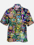 2024 Fashion Men's Hawaiian shirts Mexican Style Colorful Graffiti Art Poster Prints Short Sleeve Shirt Hawaii style clothing - Evallys.com