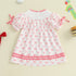 Toddler Girl Birthday Dress with Puff Sleeves and Embroidered Letters Smocked Summer Party Dress for Baby Girls - Evallys.com
