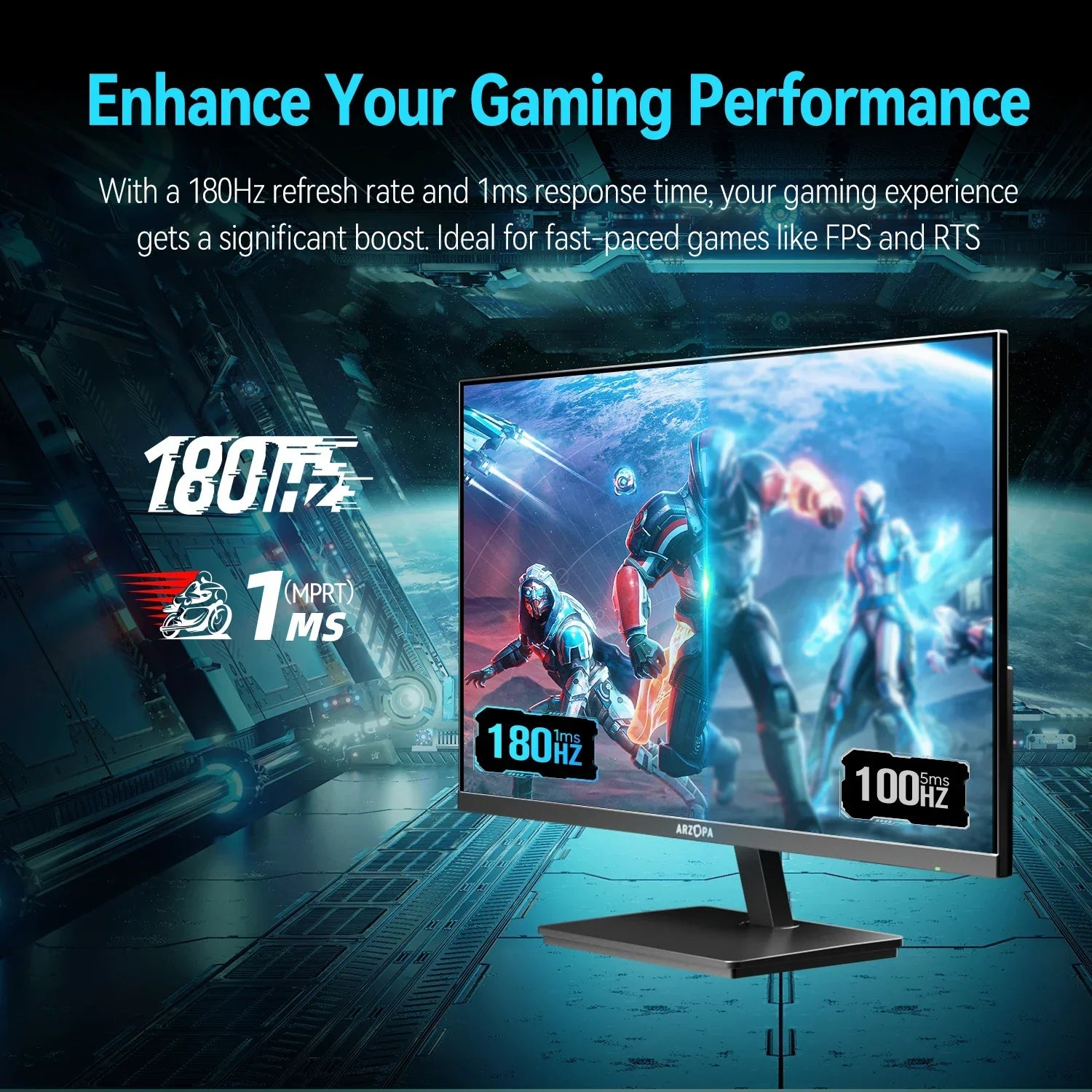 New ARZOPA 27inch 180Hz 2K FastIPS QHD PC Monitor 1ms FreeSync Gaming monitor,M1RC - Evallys.com