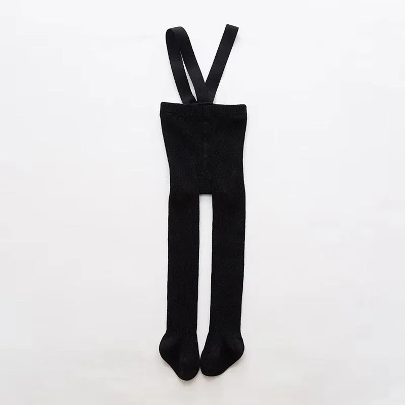 Children s Solid Color Winter Leggings with Stretchable Suspender Tights for Girls and Boys - Infant and Toddler Baby Pantyhose - Evallys.com