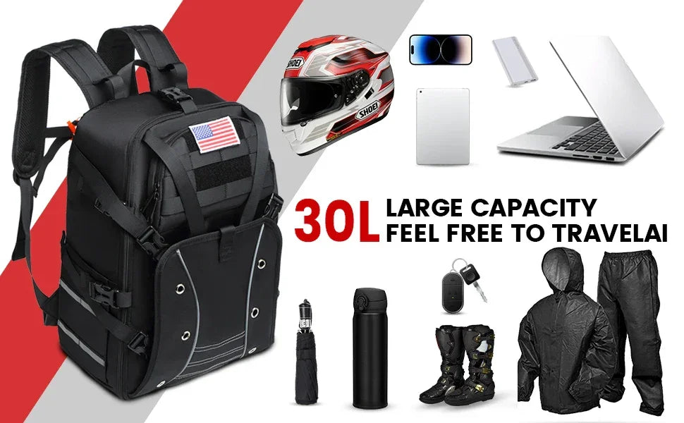 Motorcycle Helmet Backpack – Waterproof Travel & Commuter Bag - Evallys.com