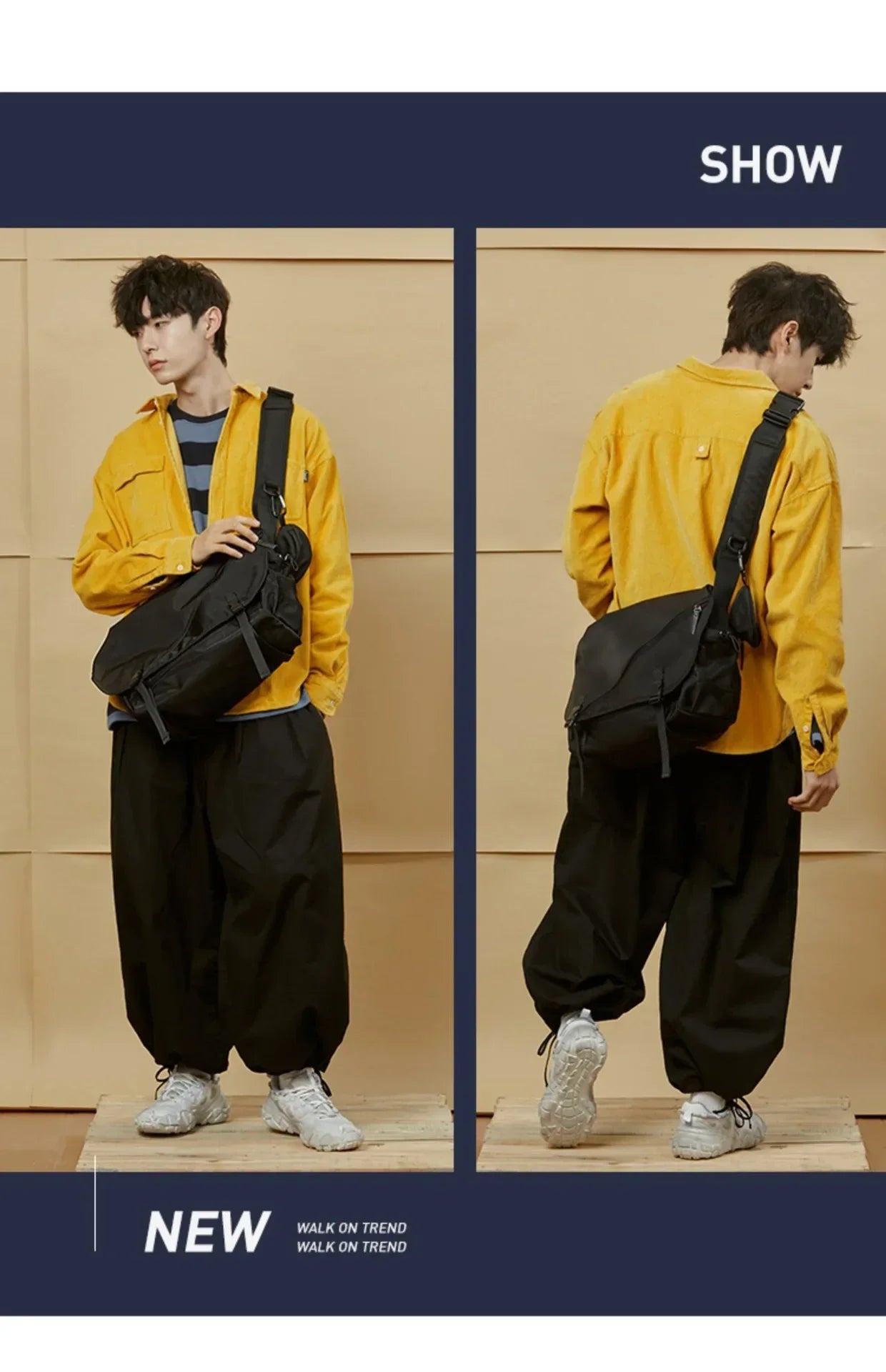 Men’s Nylon Shoulder Bag – Japanese Style Laptop Sling & Messenger Bag - Evallys.com