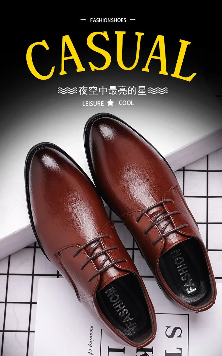 Mens Leather Dress Shoes Men's Formal Social Male Shoe Casual Business Pointed Toe Luxury Party Designer Shoes for Men - Evallys.com