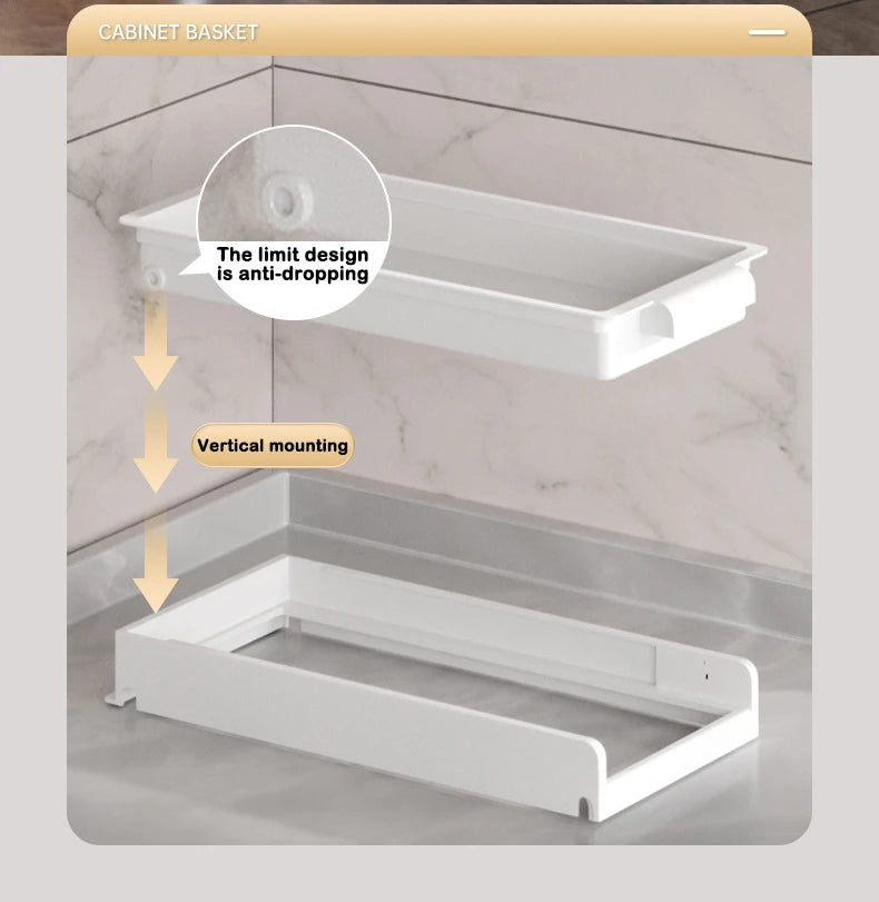 Kitchen Pull Out Dish Racks With Drainboard Drawer Storage Sliding Mesh Cabinet Basket for Accessorie Pull Out Cabinet Organizer