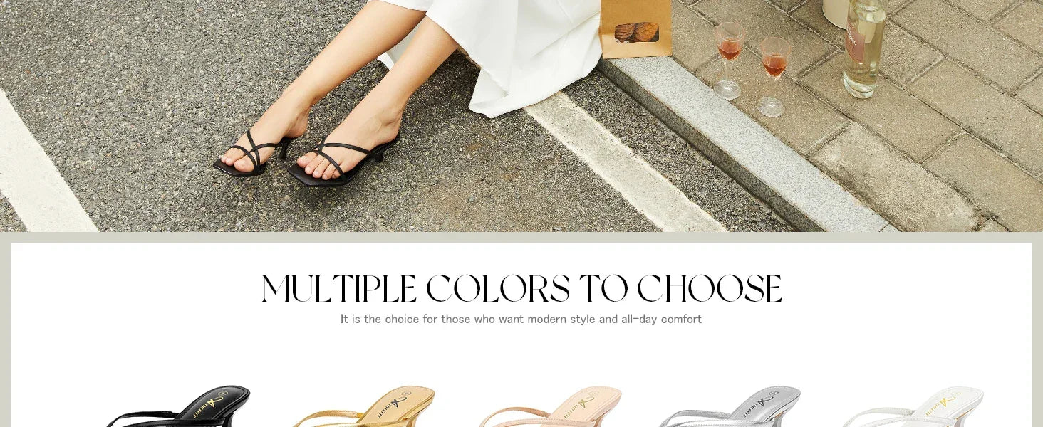 Women's Strappy Kitten Heels Flip Flops Square Open Toe Low Heels Fashion Party Dress Thong Heeled Sandals - Evallys.com