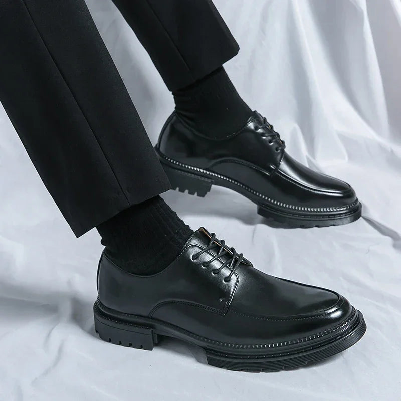 Mens Oxford White Leather Shoes Whole Luxury Formal Business Wedding Dress Shoes for men Thick bottom Casual Original Moccasins - Evallys.com