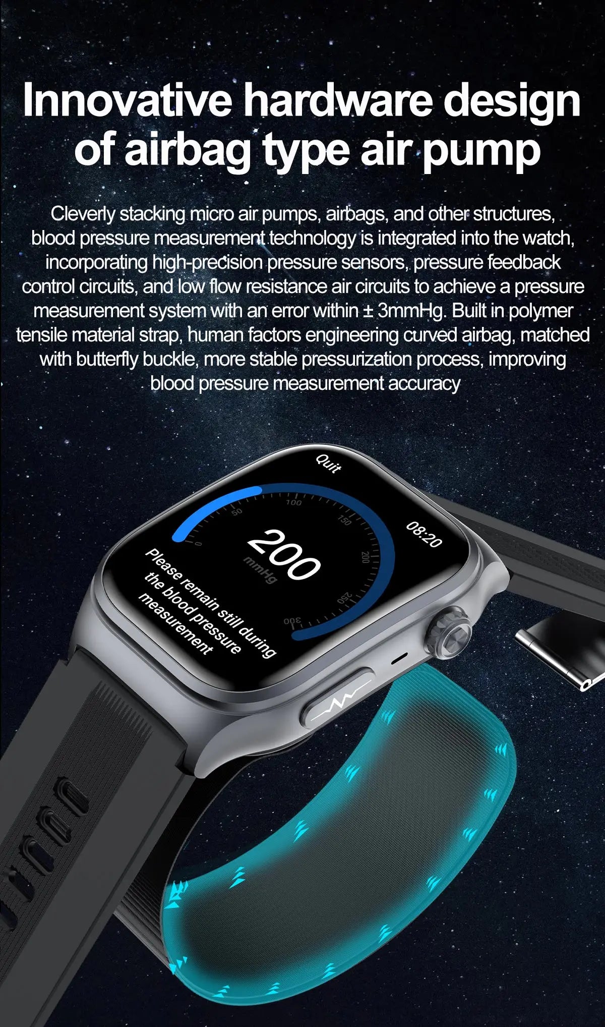 S15 Smart Watch Air Pump Airbag Accurate Blood Pressure Measurement ECG Health Monitoring 2.06inch Amoled Screen Smartwatch - Evallys.com # #