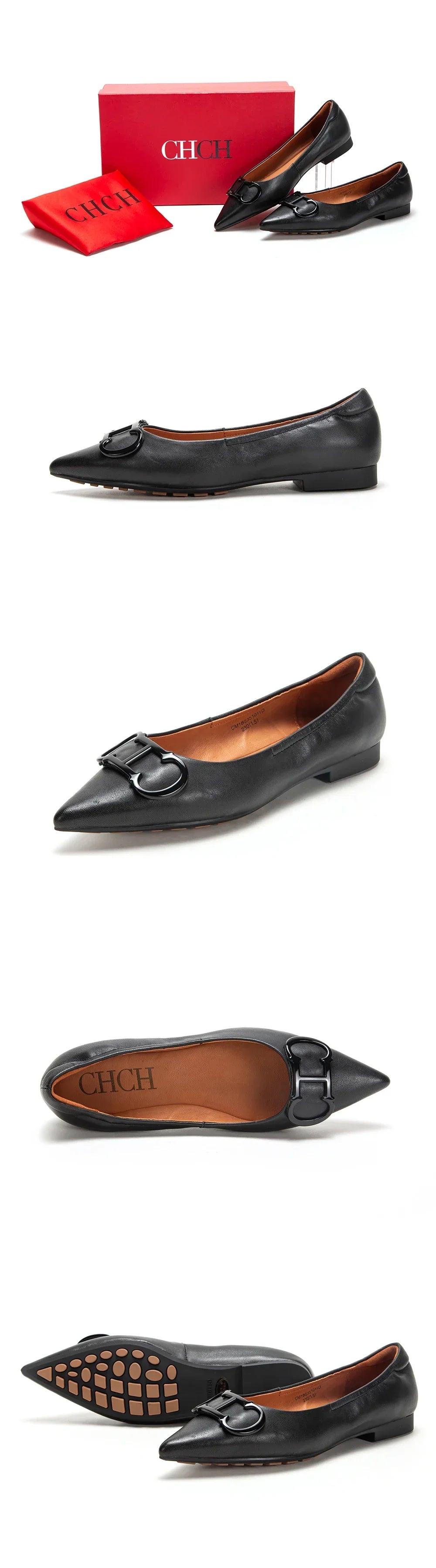 Women’s Retro Pointed Toe Flats – Classic PU Leather Office Shoes - Evallys.com