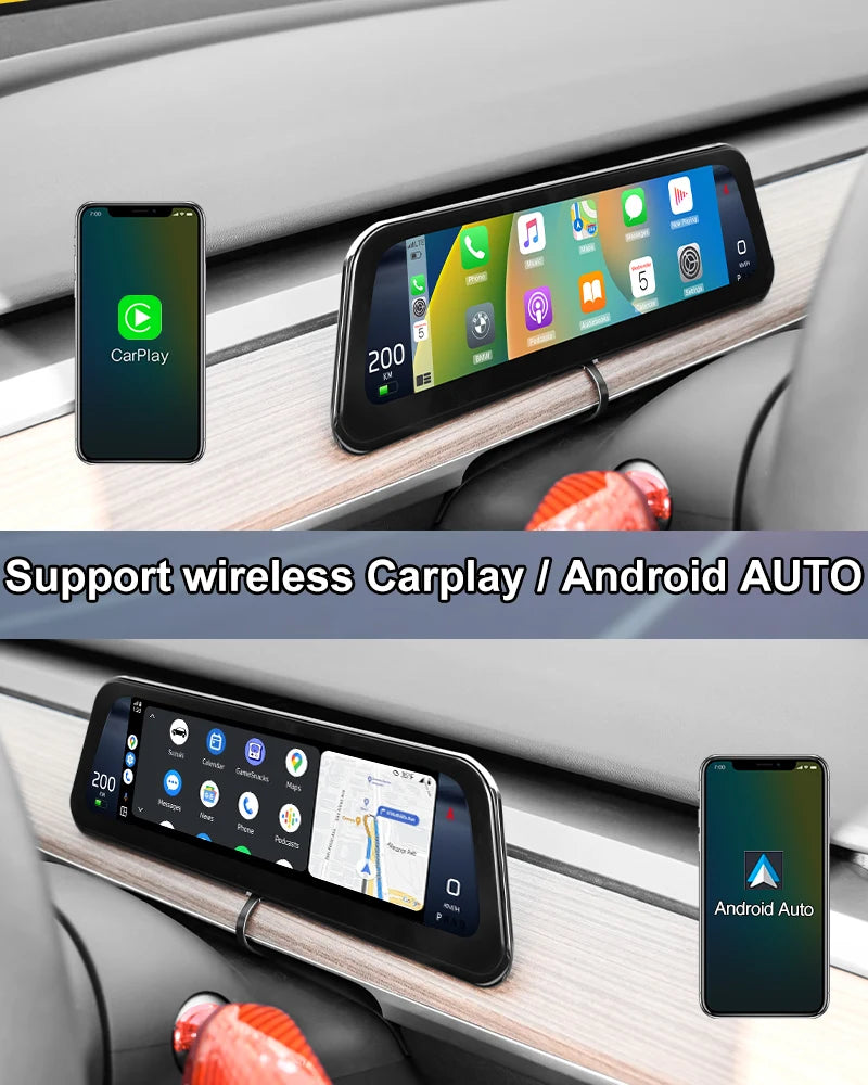 Onlysay Hud Head-Up Display Korean Support Wireless CarPlay OTA Update 9.6 Inch Instrument Display For Tesla Model 3 Y