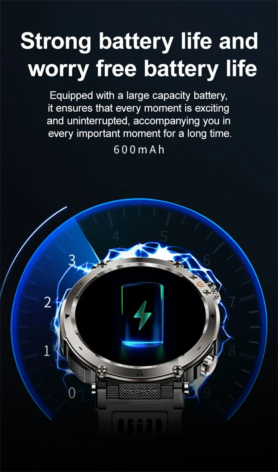 1.7-Inch Display 600mAh Large Battery Outdoor Smartwatch with Sport mode Heart Rate Bluetooth Call Smart Watch For Men 2025 NEW - Evallys.com