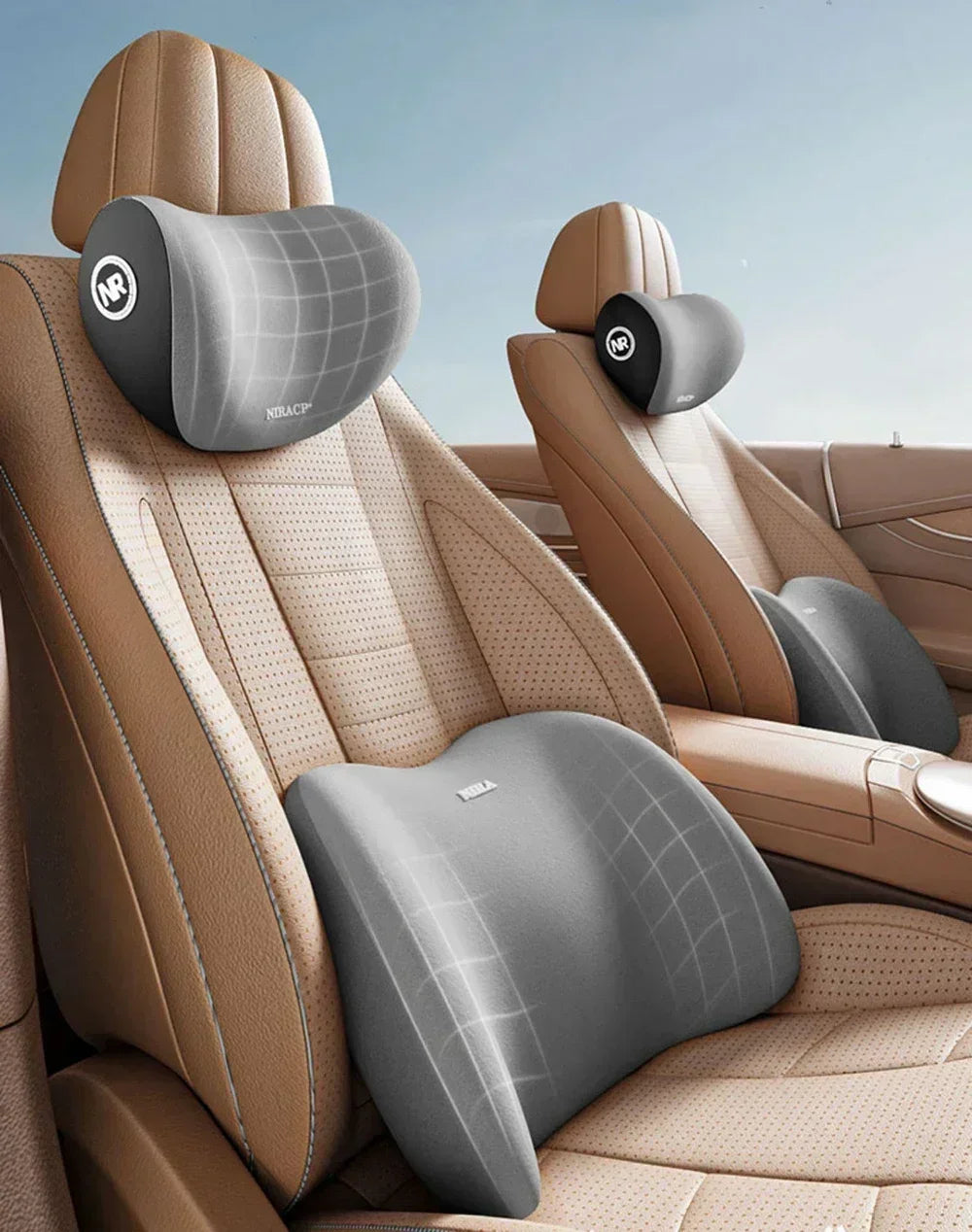 Car Headrest Lumbar Support Memory Foam Vertebral Lumbar Support Car Neck Pillow Back Cushion Office Car Interior Accessories - Evallys.com
