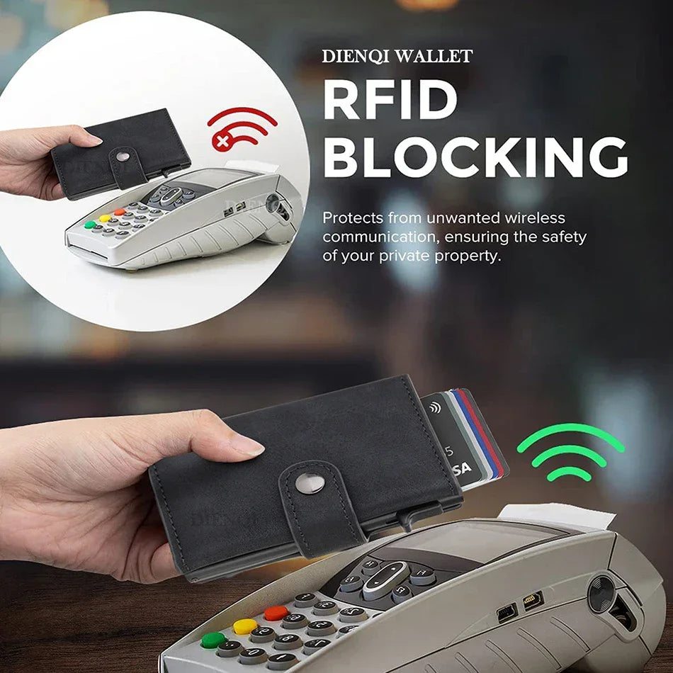 Rfid Carbon Fiber Men Wallets for Airtag Luxury Slim Mini Credit Card Holder Wallets for Men Air Tag Tracker Minimalist Purse - Evallys.com