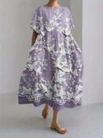 Harajuku Floral Loose Dress – Women's Mid-Calf Summer Party Wear - Evallys.com