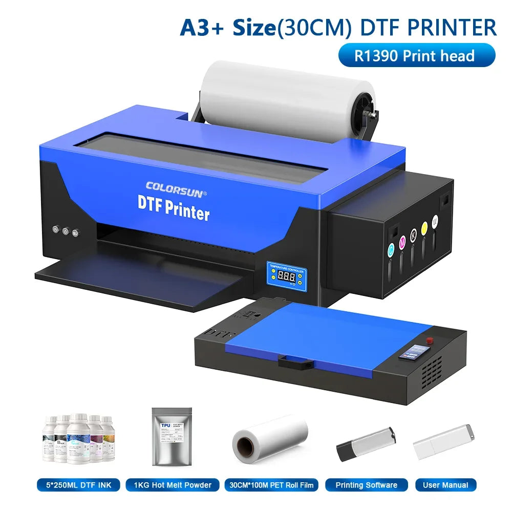 Colorsun DTF Printer Impressora A4/A3 Direct to Film T-Shirt Printing Machine Digital Inkjet DTF Printers For T-Shirt Hoodies - Evallys.com