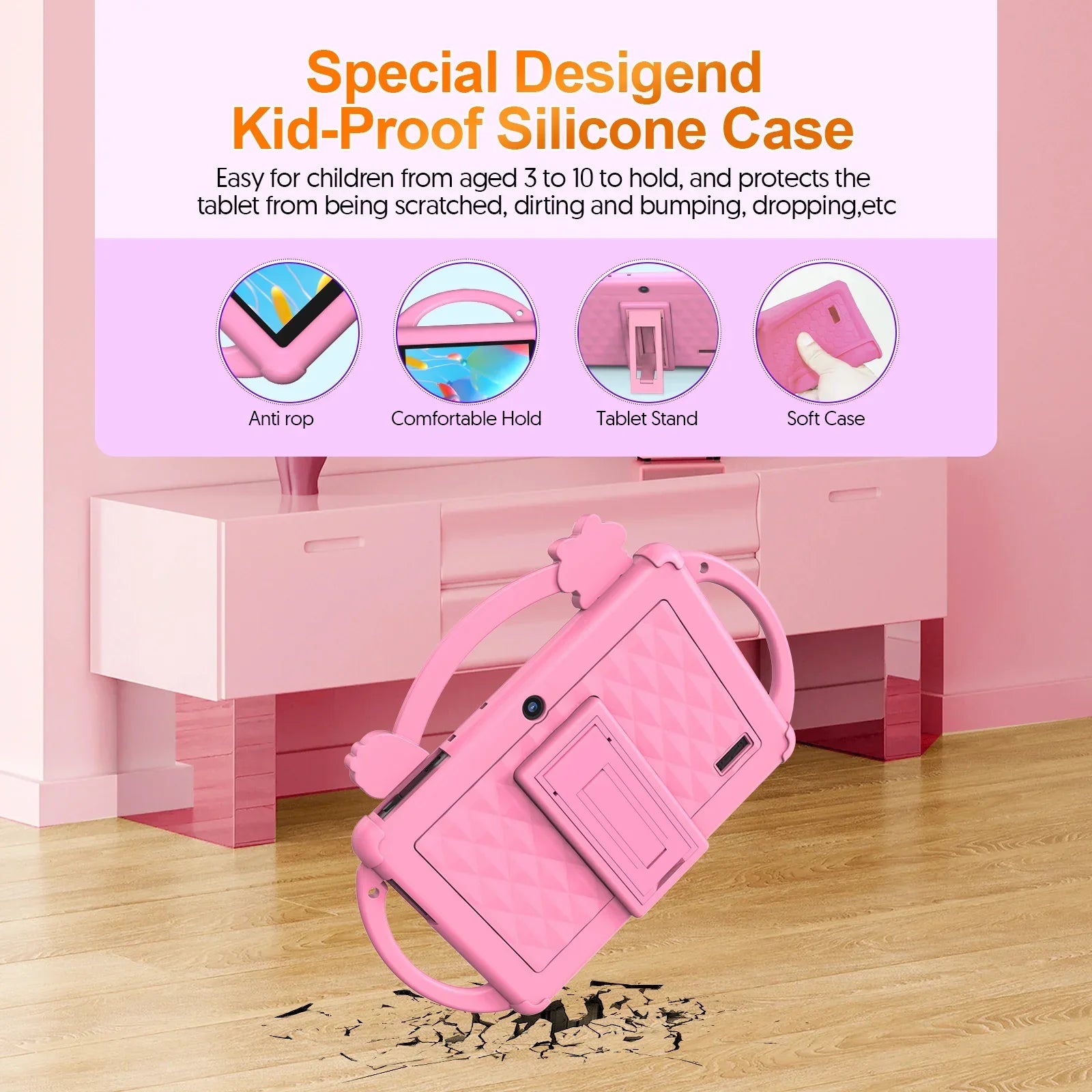 7-inch Android 13 children's tablet, 5G WiFi tablet, quad-core processor, 4GB (2g+2g-memory expansion) RAM+32GB ROM, with parent - Evallys.com