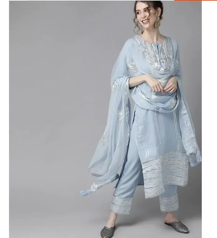 Traditional Indian Punjabi Salwar Kameez Set – Embroidered 3-Piece Outfit - Evallys.com