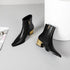 Booties for Women Wide Calf Gold Chunky Heel Elegant Dress Boots - Evallys.com