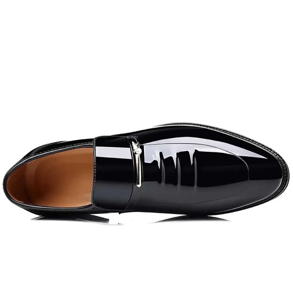 Men’s Formal Dress Loafers – Patent Leather Slip-On Business Shoes - Evallys.com