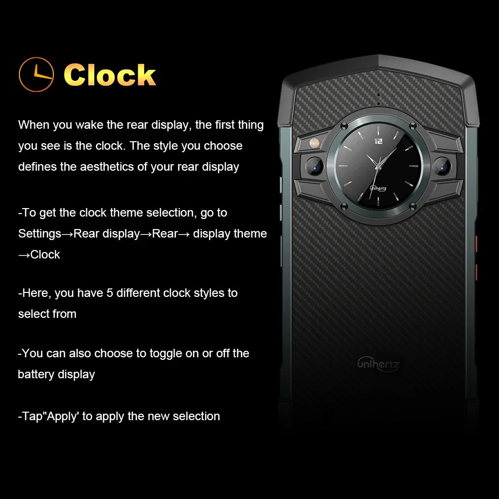 Unihertz Tick Tock 5G Rugged Smartphone Android 128GB 48MP Camera Cellphone 6000mAh Phone with Dual-Screen IP 68 Waterproof - Evallys.com