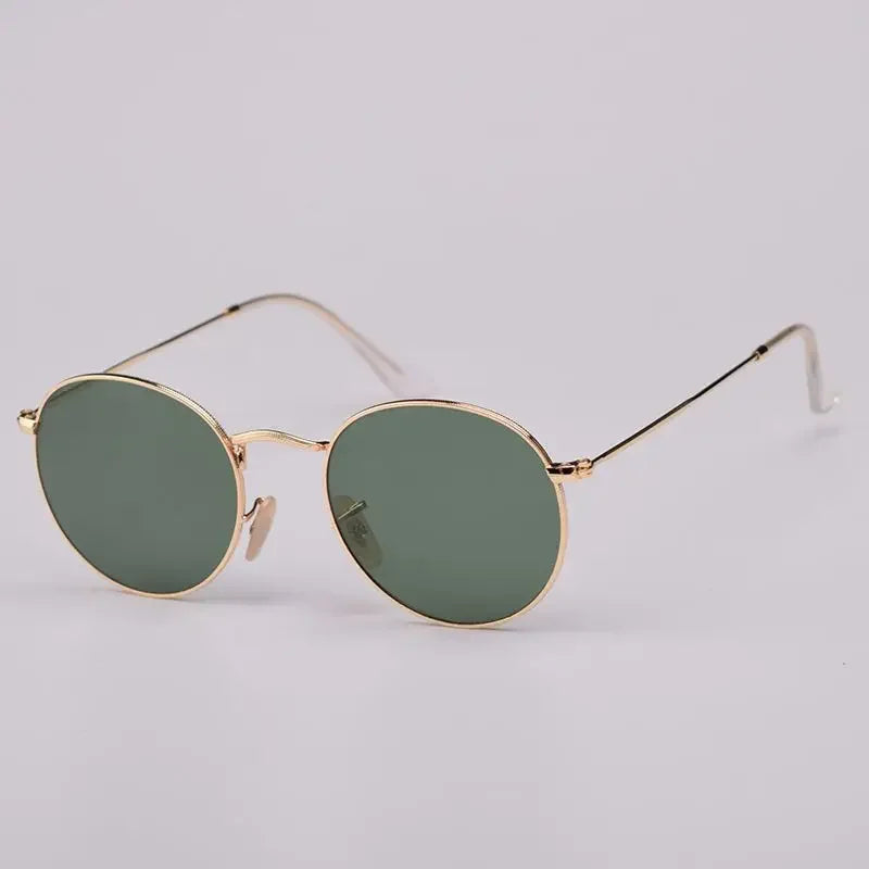 Fashion Sunglasses Men Women Eyeglasses Goggles Eyewear Shades Top Quality Round Metal Glass Lenses UV400 Sun Glasses - Evallys.com
