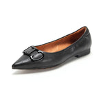 Women’s Retro Pointed Toe Flats – Classic PU Leather Office Shoes - Evallys.com
