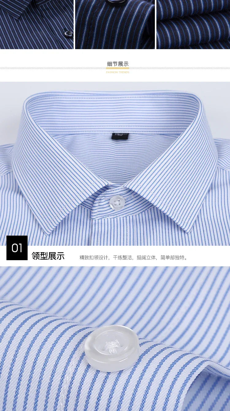 2022 Plus Size 8xL 7XL 6XL Men's Business Short Sleeve Fomal Shirts Man Striped Summer Work Dress Shirt Soft White - Evallys.com